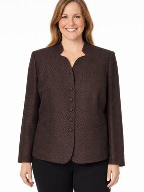 Talbots Classic Textured Brown Jacket Size 16WP